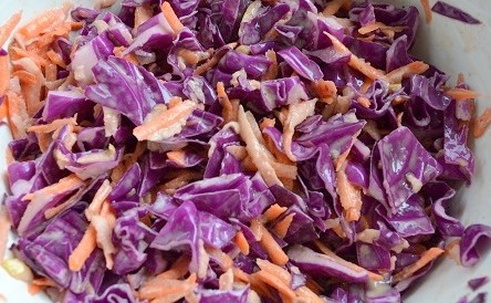 Red cabbage salad with mayo